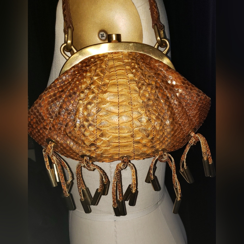 Super Rare Flawless. Donna Karan burnt orange python snakeskin mini bag - Picture 1 of 16